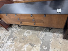 2 tone black\/wood Console \/black pull tabs