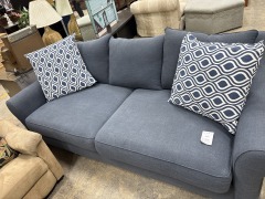 Blue Upholstered Roll Arm Sofa