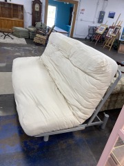Grey Metal Futon with Cream Cushion