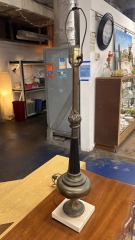 Vintage Stiffel Hollywood Regency Black Enamel, Brass, Marble Lamp