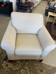 Beige Chair & Ottoman