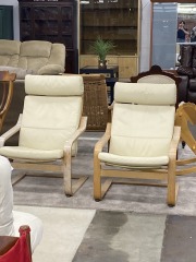 Light Leather Poang Style Chair (each) x2