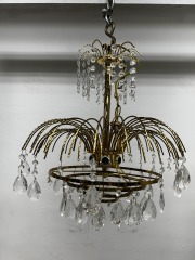 Art Deco Crystal and Gold Tone Chandelier