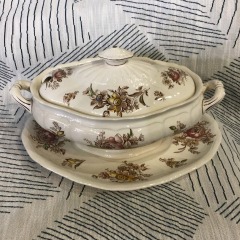 Large Soup Tureen W\/Ladle Wedgwood & CO LTD Bristol Covered Serving Dish Flowers