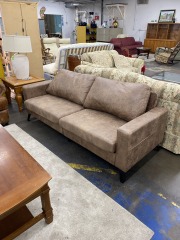 Modern Brown Pleather Loveseat