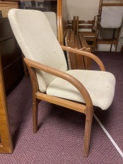 Teak Reclining Chair wTan Fabric Set of 4