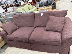 Burgundy\/Navy Tweed 2 Cushion Sofa