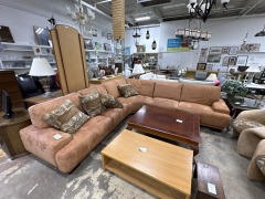 Burnt Orange Velour Sectional