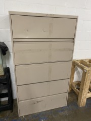 Taupe Lateral Five Drawer Filing Cabinet (AS IS)