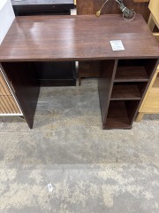 Dark Wood Desk\/side shelving