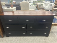 7 Drawer Black & Tan Dresser