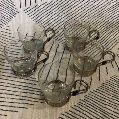 Vintage Libbey Greek Key Continental Coffee Cups Set of 5