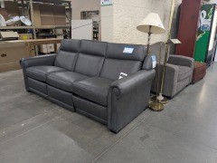 Ethan Allen Johnston Leather Incliner Power Sofa