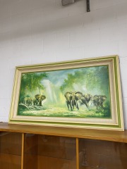 Verdant Elephants Original Oil Painting