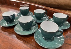 Denby Greenwich Tea Cup and Saucer Set of 6