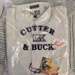 NWT Cutter & Buck Chevrolet Button Down Shirt White Large NASCAR Chevy Logo