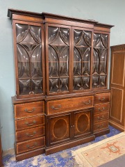 1930s Bubble Glass Breakfront China Cabinet