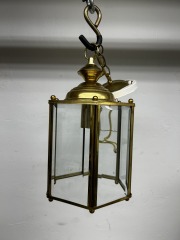 Small Brass and Beveled Glass Lantern