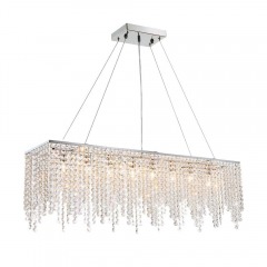 8-Light Chrome Crystal Waterfall Island Chandelier