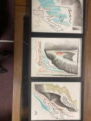 Framed Abstract Drawings by JMC set of 3