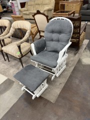 Grey & White Glider with Foot Glider