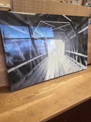 Canvas Wrapped  Black n White Picture of Covered Bridge