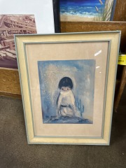 DeGrazia Blue Boy Framed Art