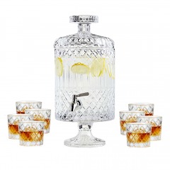 2982 BLK3 | CRATE & BARREL Hatch Dispenser w\/8 Glasses