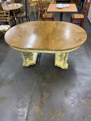 Charming Vintage Spindle Base Dining Table with Leaf