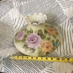 vintage hand-painted milk glass lamp shade