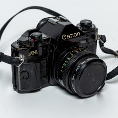 Canon A-1 35mm film camera with 50 mm lens