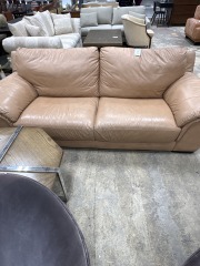 Peach Faux leather 2 cushion Sofa