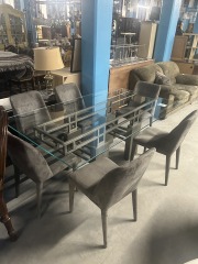 Modern Metal & Glass Table and Chairs