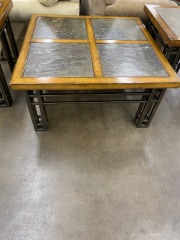 Modern Slate Wood & Metal Coffee Table