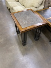 Modern Slate Wood & Metal Side Table (Each)