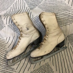 vintage white leather figure skates