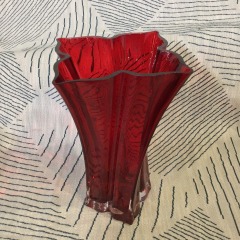 Teleflora ruby red glass vase