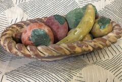 vintage Mexican terracotta fruit bowl centerpiece