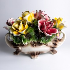 Capodimonte Porcelain Flower Centerpiece - Large Footed Jardiniere