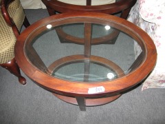 Glass Topped End Table.