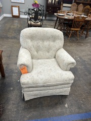 White Flower-Pattern Chair