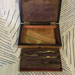 Antique US 1900's Compas Superieurs Brevetes Brass Drafting Set Original Box