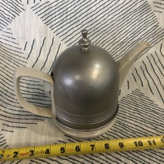 Vintage Hall China Co. Forman Family Inc. Cozy Teapot w\/ Chrome Cozy