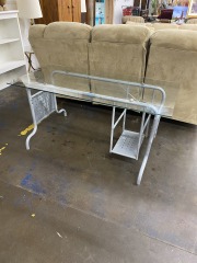 Industrial Glass Top Desk