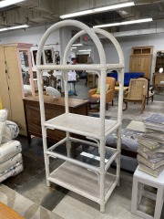 Rustic White Rattan & Glass Shelf