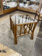Bent Bamboo Glass Top Table