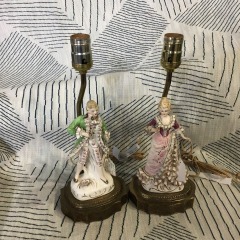 pair of vintage Capodimonte-style porcelain lamps