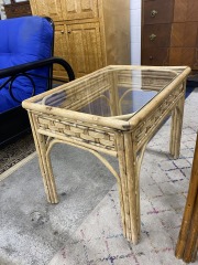 Light Bamboo Glass Top Side Table