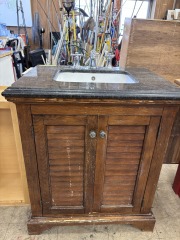 Rustic Granite Bathroom Cabinet w\/ Sink