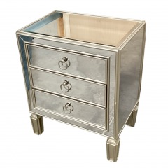 3 Drawer Mirrored Nightstand
